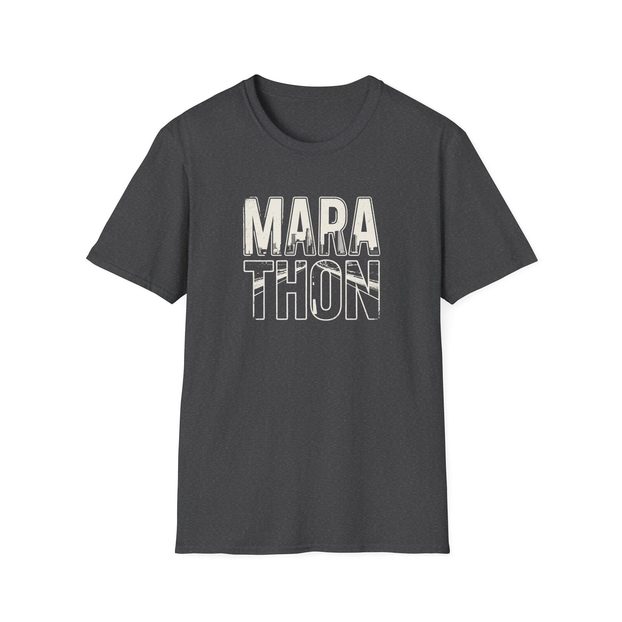 Blue t-shirt with a cat graphic and text on a white background
